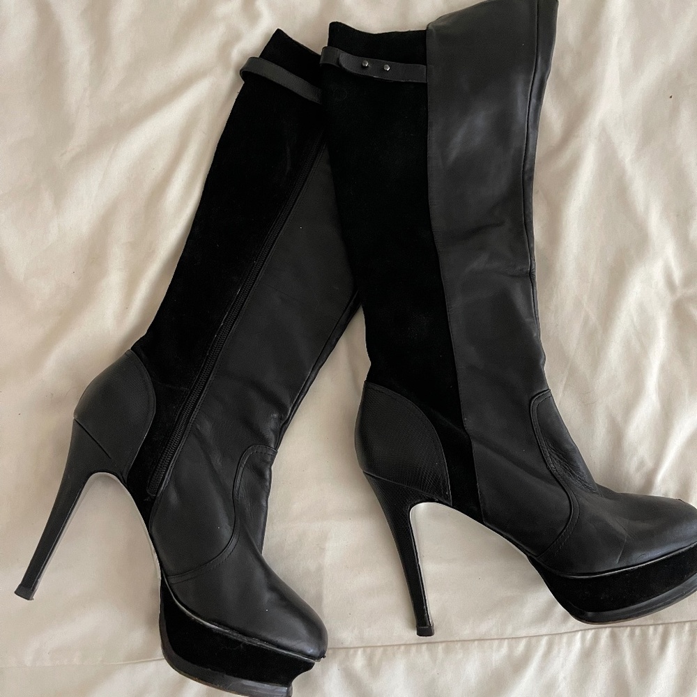 Black Bebe knee high/high calf boot